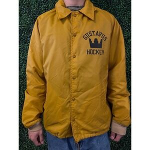 vtg 70s CHAMPION GUSTAVUS HOCKEY Jacket Large // yellow college Minnesota coat
